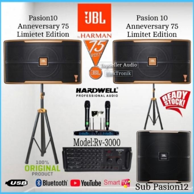 Set Paket Speaker Karaoke Jbl Pasion10 Anneversary 75 Sub Pasion12 Ori Premium Berkualitas