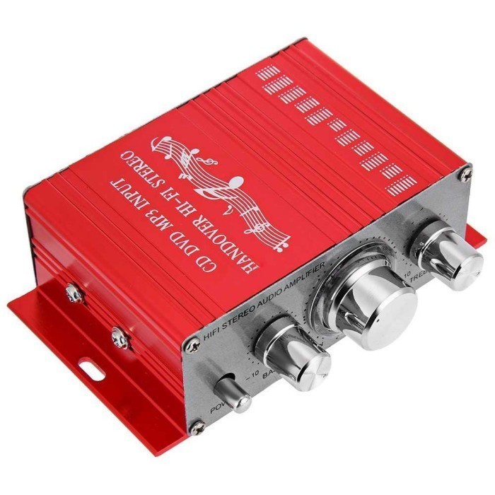 Mixer Audio Power Stereo Amplifier Mini Speaker 2 Channel 20W - Merah