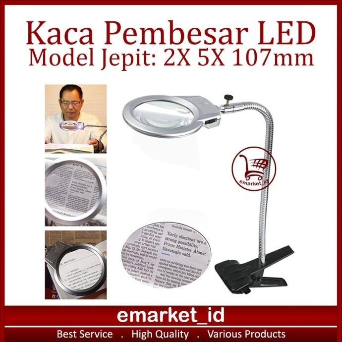 

Kaca Pembesar Meja Jepit LED 2X 5X 107mm AE78 / Lampu Klip Lup Lensa L21JA