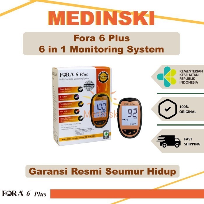 SALE ALAT CEK 6 IN 1 GULA DARAH KOLESTEROL ASAM URAT HEMOGLOBIN FORA 6 PLUS