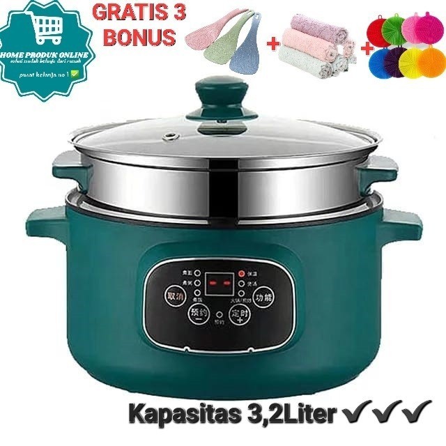 Dheao Panci Listrik Steamer Jumbo 3,2 Liter Electric Panci Listrik Serbaguna