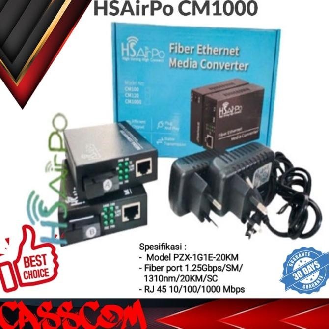 HSAirPo - CM1000 10/100/1000Mbps Ethernet Media Converter Gigabit