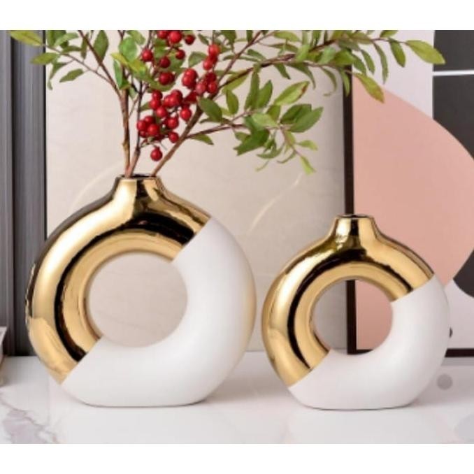 Geometric Donut Vase / Str / Vas Bunga Meja Simple Mewah / Vas Bunga