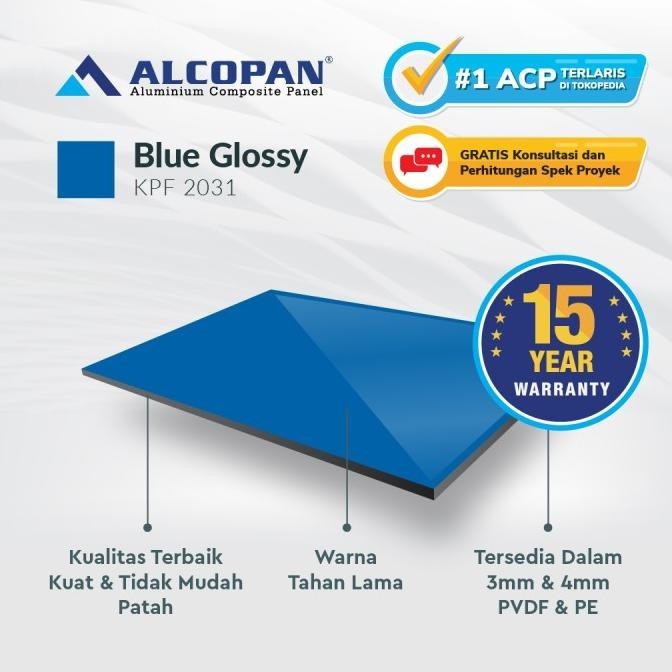 ACP Alcopan Blue Glossy PE 3mm aluminium composite panel