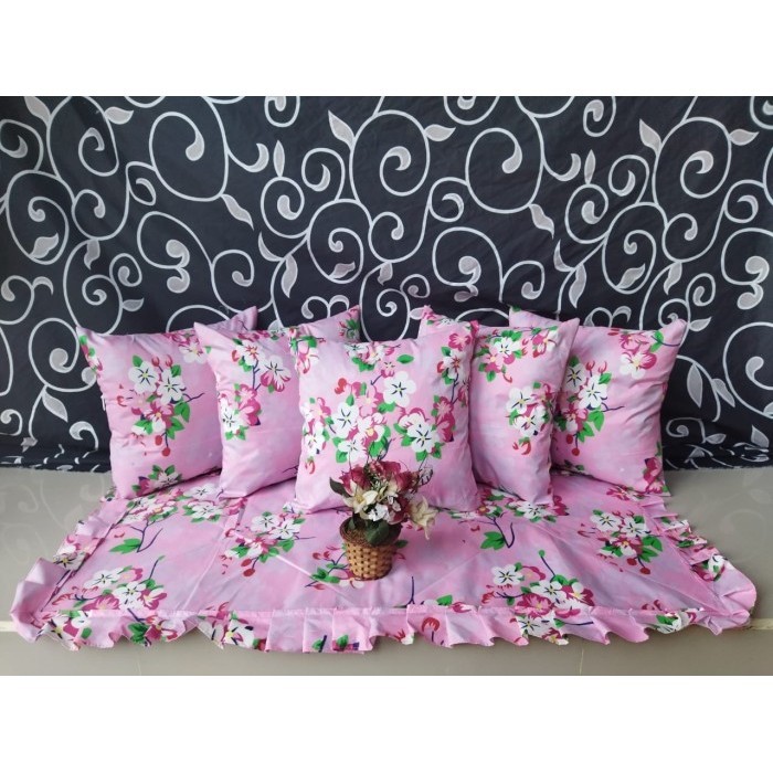 Set Sarung Bantal Sofa Plus Taplak Meja 6 In 1