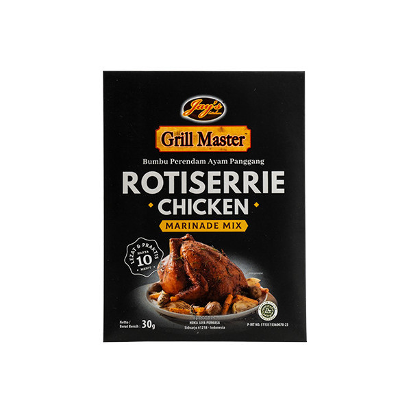 

TQ289 (BUMBU BAHAN MASAKAN) JAYS GRILL MASTER ROTISERRIE CHICKEN 30GR TERMURAH