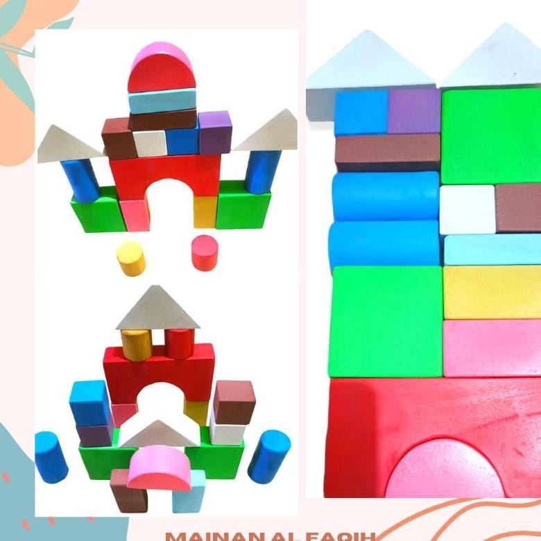 Mainan Edukasi / Susun Balok Kayu Warna 18 Pcs / Mainan Balok Susun / Balok Warna / Mainan Anak Eduk