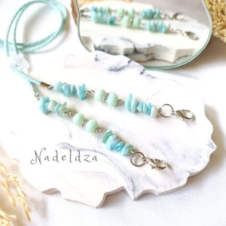 [new} Tali Masker Hijab 2in1 Kristal Batu Aesthetic Kalung Masker Hijab 2in1 Strap Masker Hijab 2in1