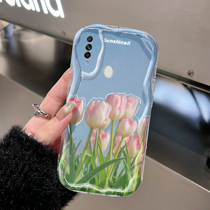 Casing Hp OPPO A31 2020 A8 Case Casing HP pelindung silikon Kesing lunak baru ponsel pola Tulip puti