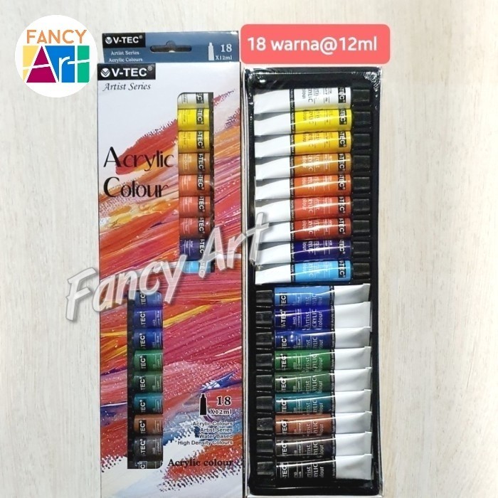 

V-Tec Acrylic Colour 12Ml Set 18 Warna Cat Akrilik -Anza Wahda