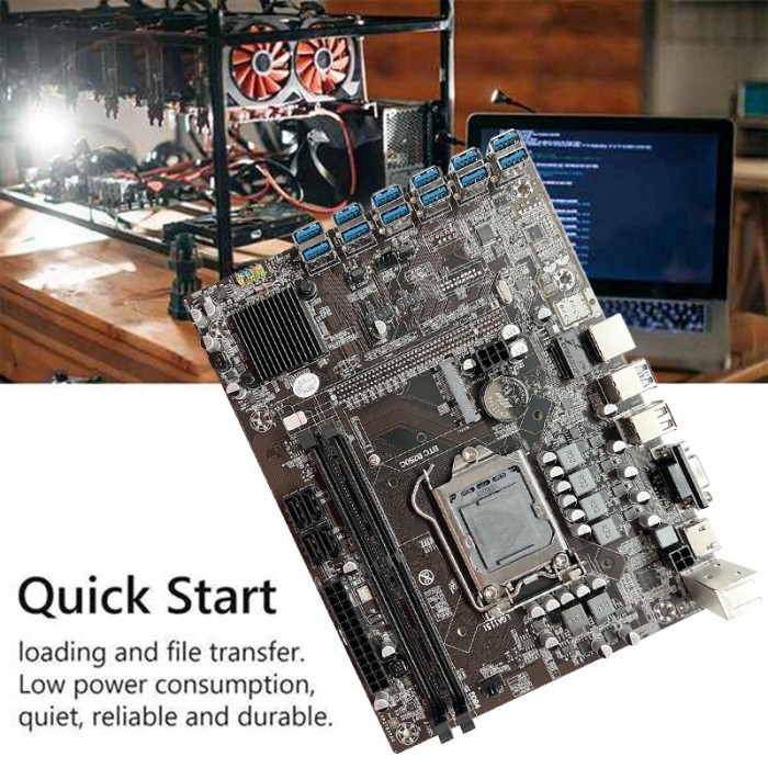 B250C Eth Miner Motherboard 12 Usb + G3930 Cpu + Ddr4 4Gb Ram + 128G