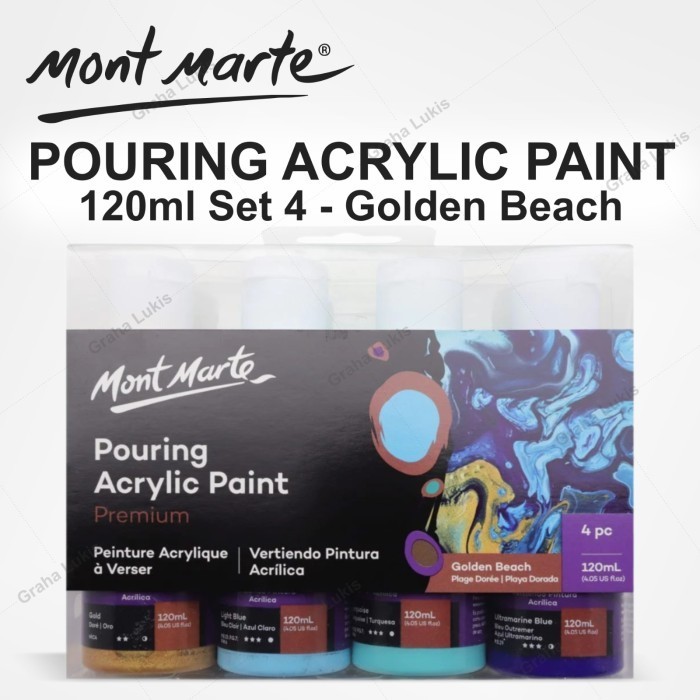 

Mont Marte Premium Pouring Acrylic Paint 120Ml 4Pc Set - Golden Beach -Anza Wahda