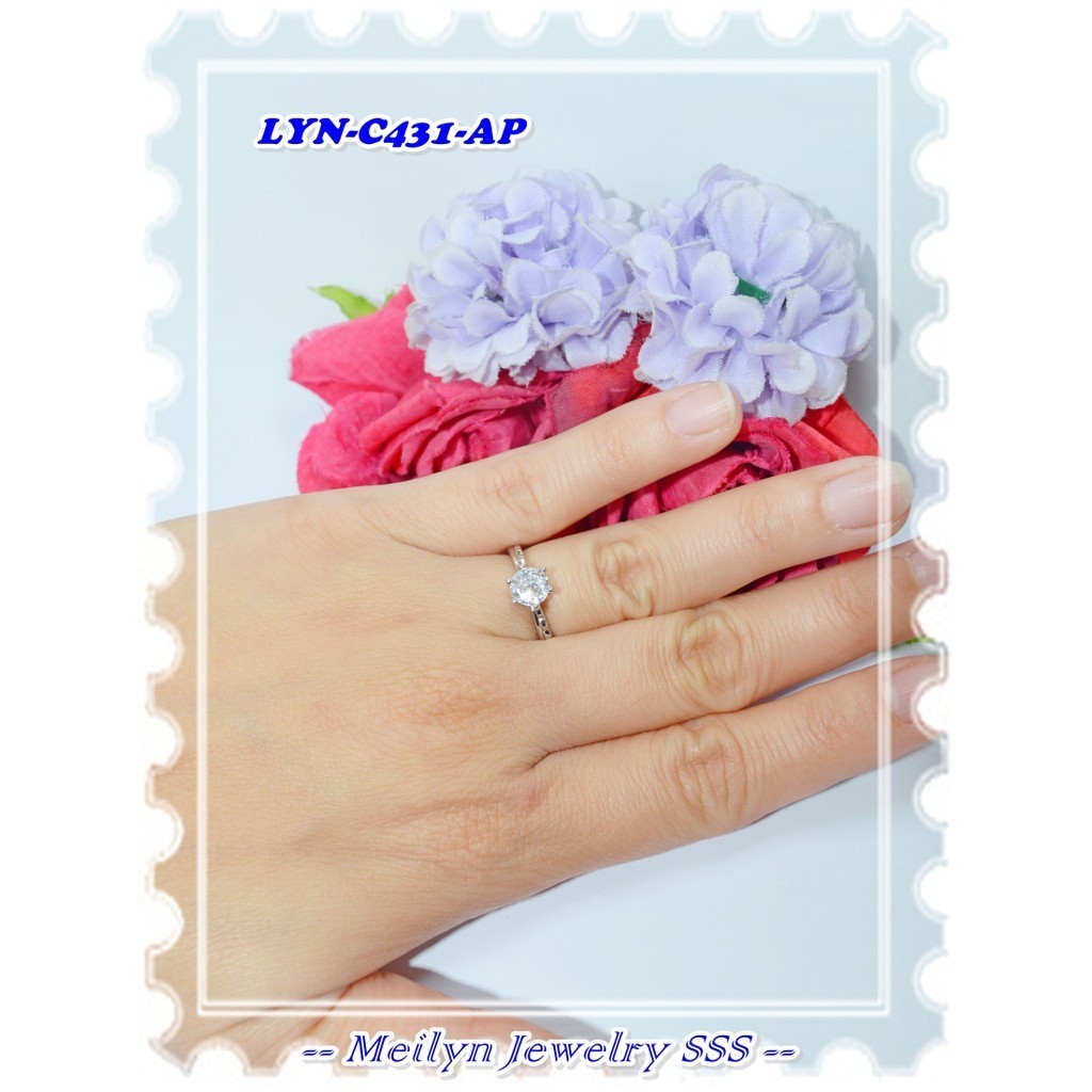 Cincin Lapis Emas 18K LYN-C431-AP Silver Merek Meilyn Original