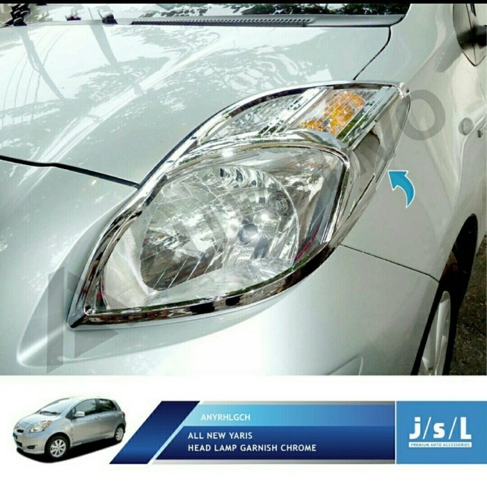 Garnish List Cover Lampu Depan Toyota Yaris 2007-2013 Chrome