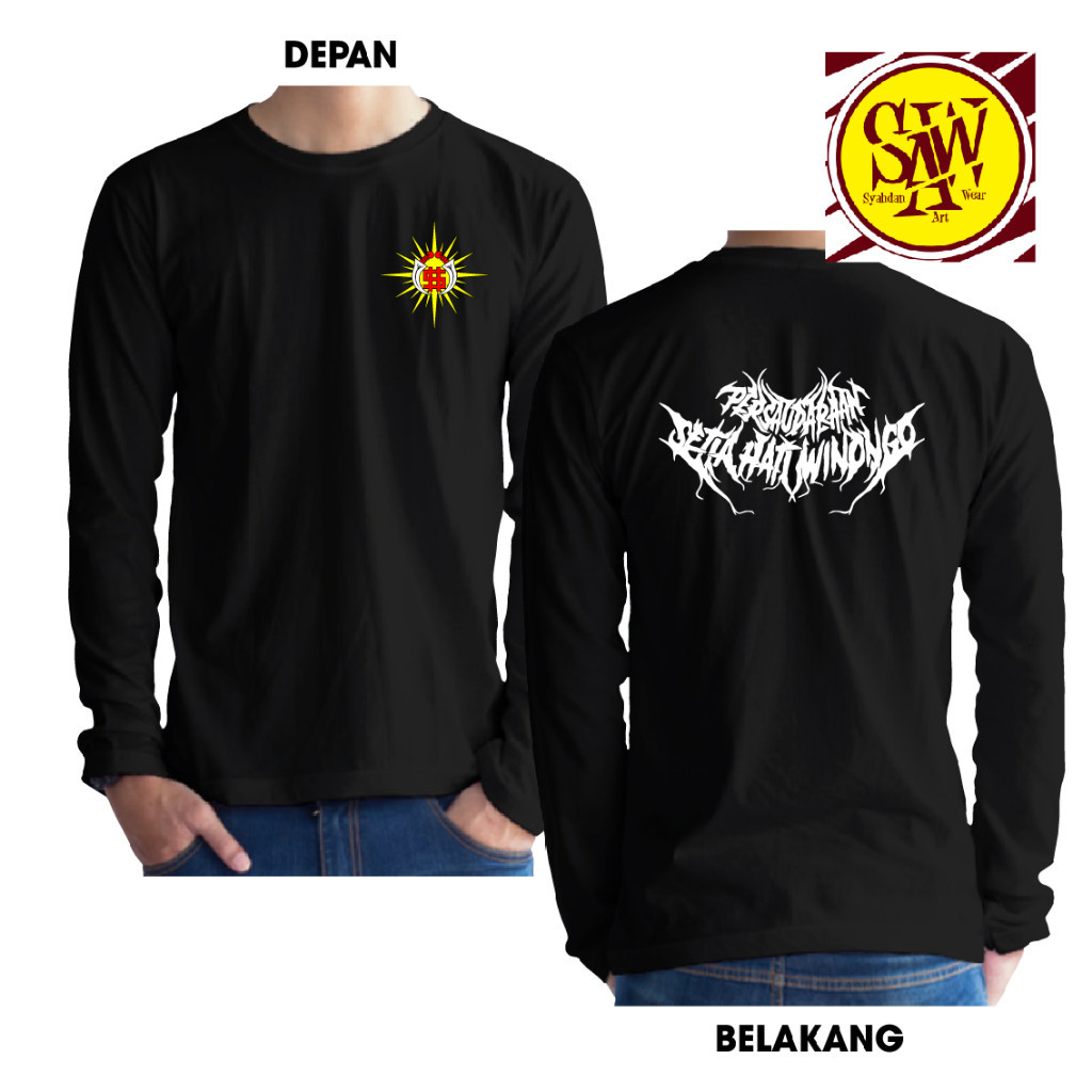 KAOS PERSAUDARAAN SETIA HATI WINONGO METAL PUTIH KAOS LENGAN PANJANG DEPAN LOGO SINAR SYAHDAN 45