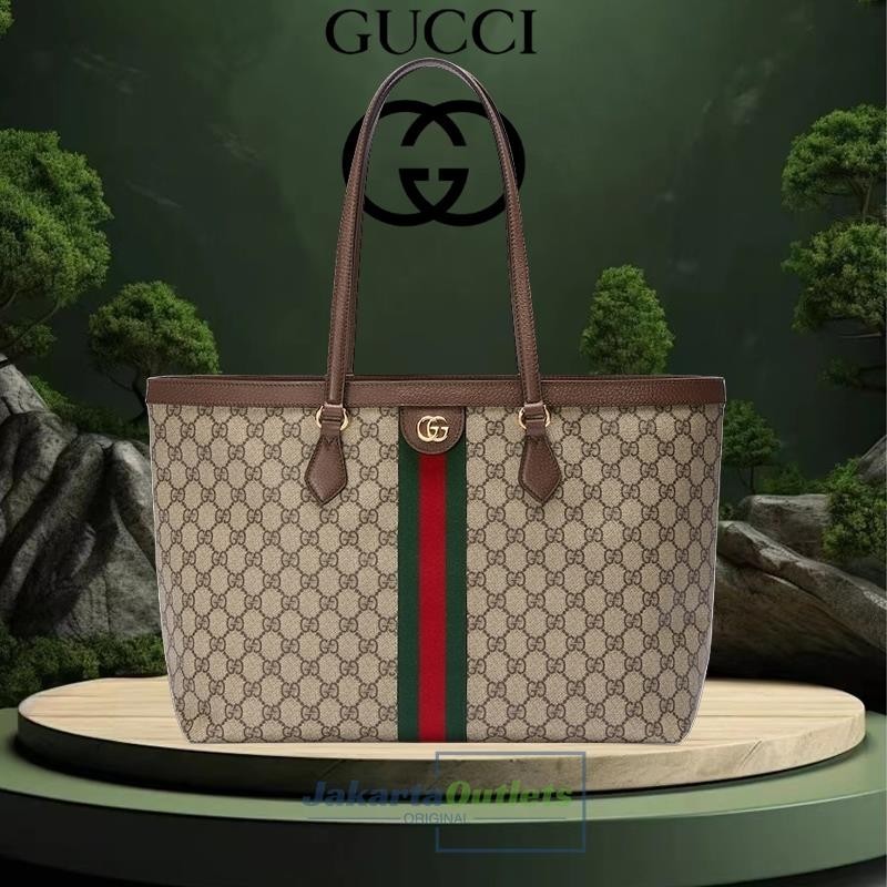 【100% Original】tas gucci wanita Gucci Ophidia gg medium tote Tas bahu tas tangan 631685 [Box+dust ba