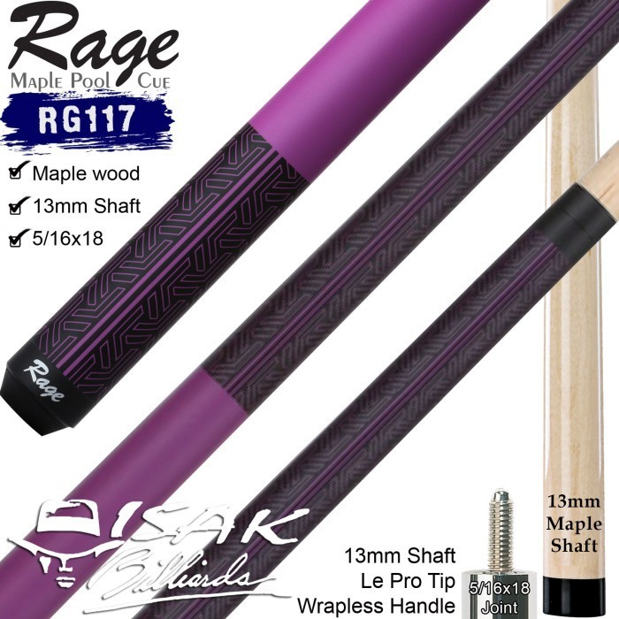 Rage RG117 Pool Cue - 13 mm Maple Billiard Stick Stik Biliar Players