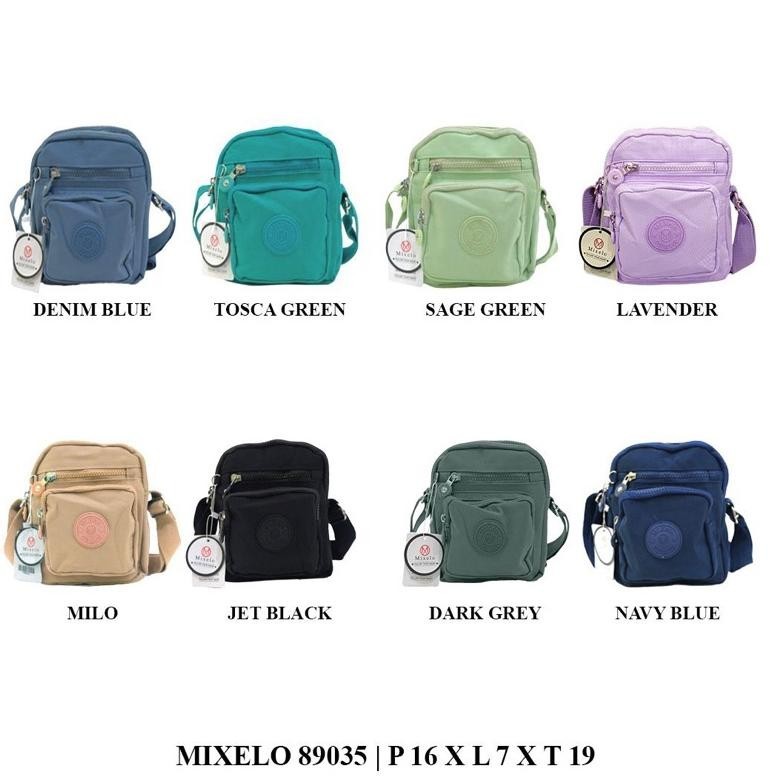 Termurah Tas Selempang / Sling Bag / Tas Bahu Unisex Wanita & Pria Bahan Nylon 4 Resleting - Mixelo 