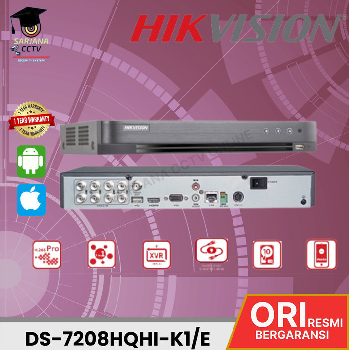 Hikvision Dvr 8 Channel Ds-7208Hqhi-K1/E