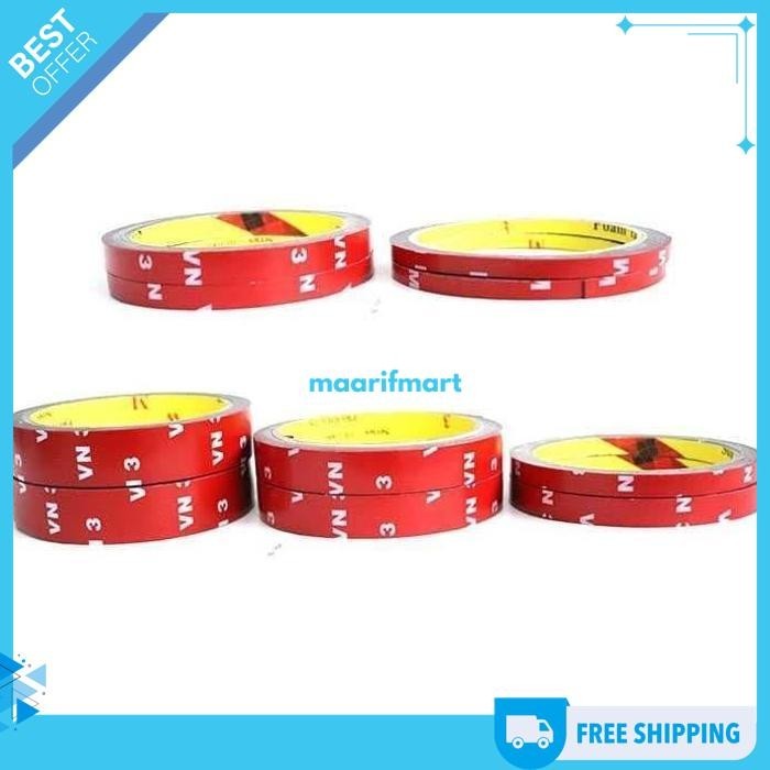 

DOUBLE TAPE 3M MERAH DOUBLE TIP LEM 2 SISI KECIL BESAR VN3 PANJANG 3M KUALITAS TERBAIK