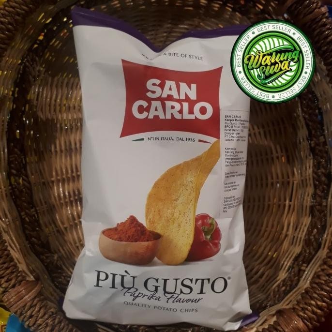 

READY STOCK SAN CARLO PIU GUSTO POTATO CHIPS PAPRIKA FLAVOUR 150 GRAM !!!!!