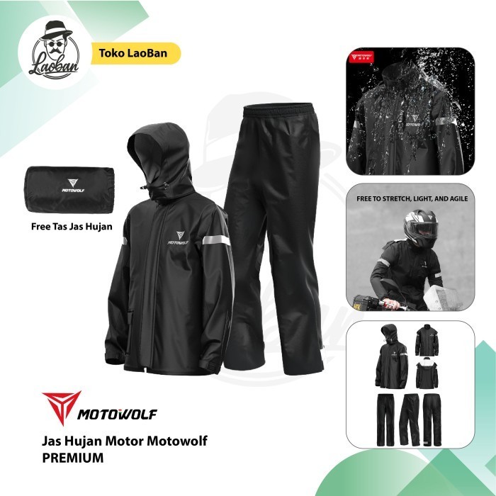 Jas Hujan Motowolf Premium - Motowolf Raincoat Quick Dry 0401