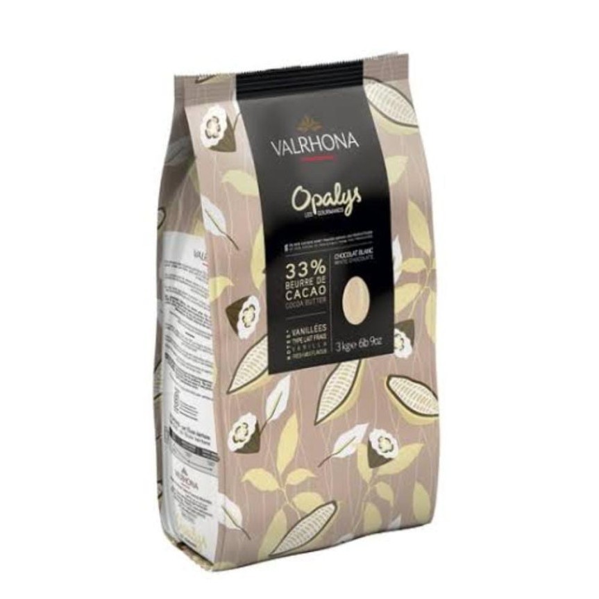 

Ready Valrhona Opalys 33% white Chocolate Couverture coklat coin 250gram
