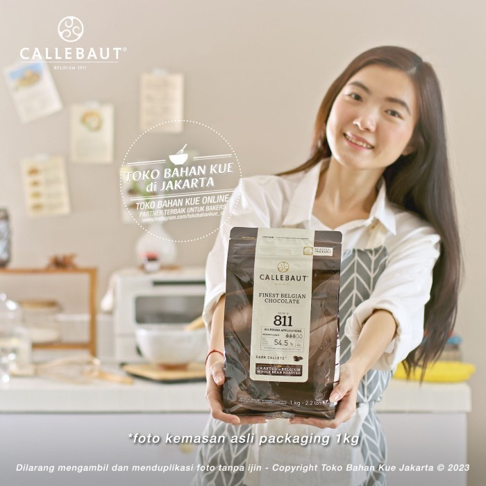 

Ready Callebaut 811 NV 54,5% 1kg ASLI Dark Chocolate Couverture Coklat 811NV