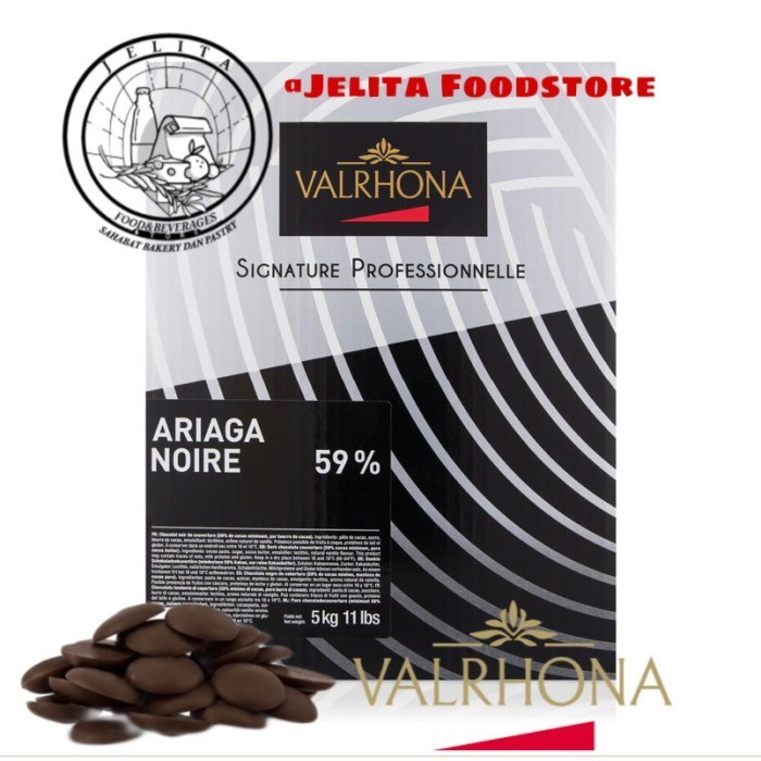 

Ready Valrhona Ariaga Noire 59% Dark chocolate 1 kg (coklat hitam) cokelat