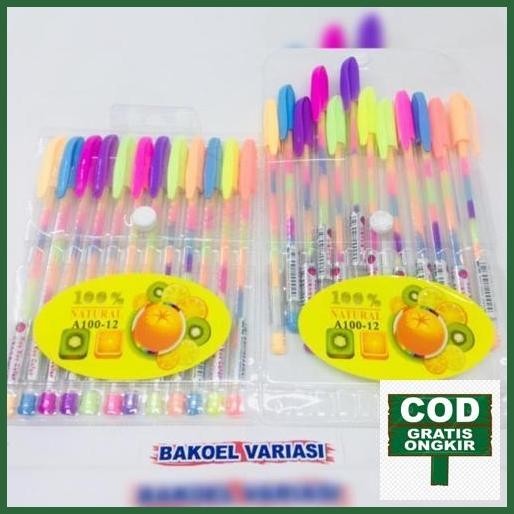 

Baru (1Pak) Pulpen Pelangi / Rainbow Gel Pen Unik Warna Warni Pulpen Gel 1 Pack Isi 12 Pcs Promo Terbatas