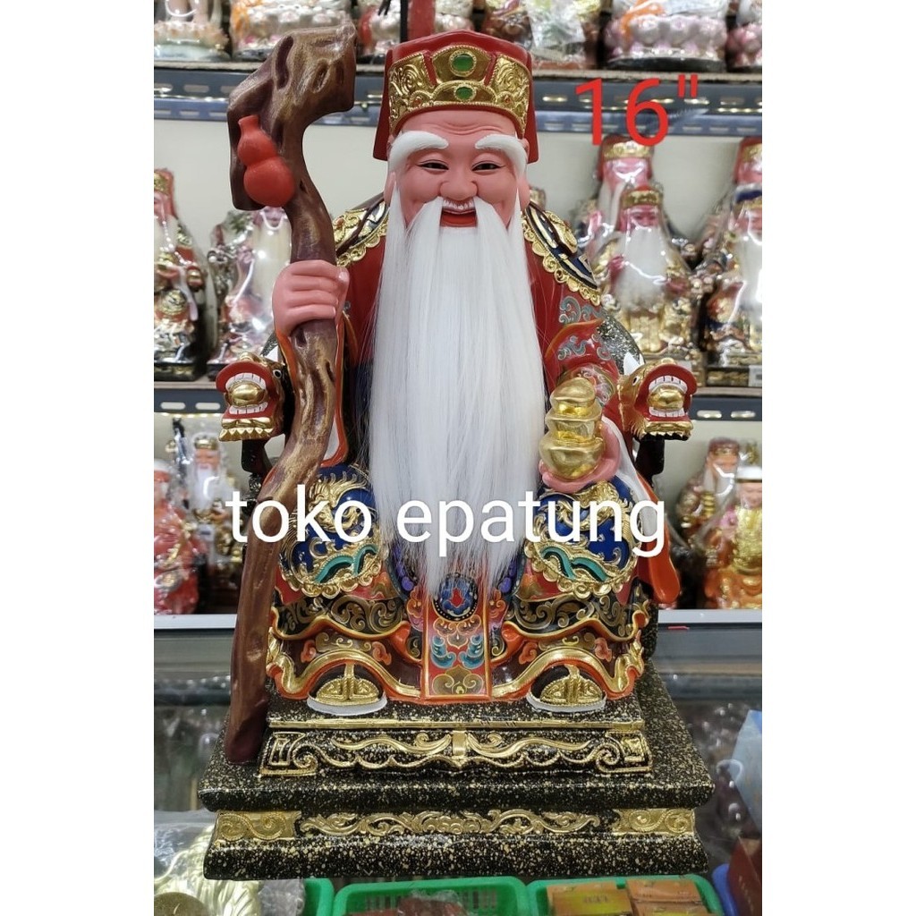 Fran Patung Dewa Bumi / Tutikong / Tecukong - Kayu Taiwan - 16 Inch - Merah