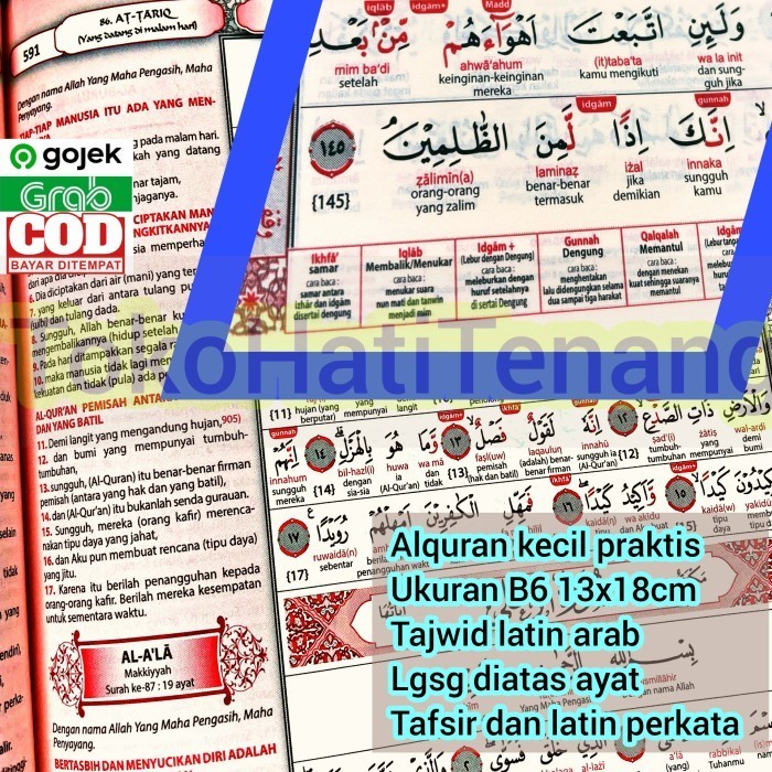 ALQURAN KECIL B6 TAJWID MUSHAF TERJEMAH AL QURAN LATIN PERKATA