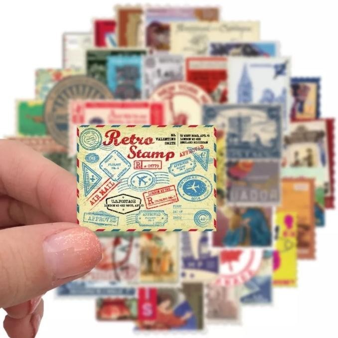 

30 pcs Sticker Vintage Retro Travel Stamp Laptop Motor Mobil