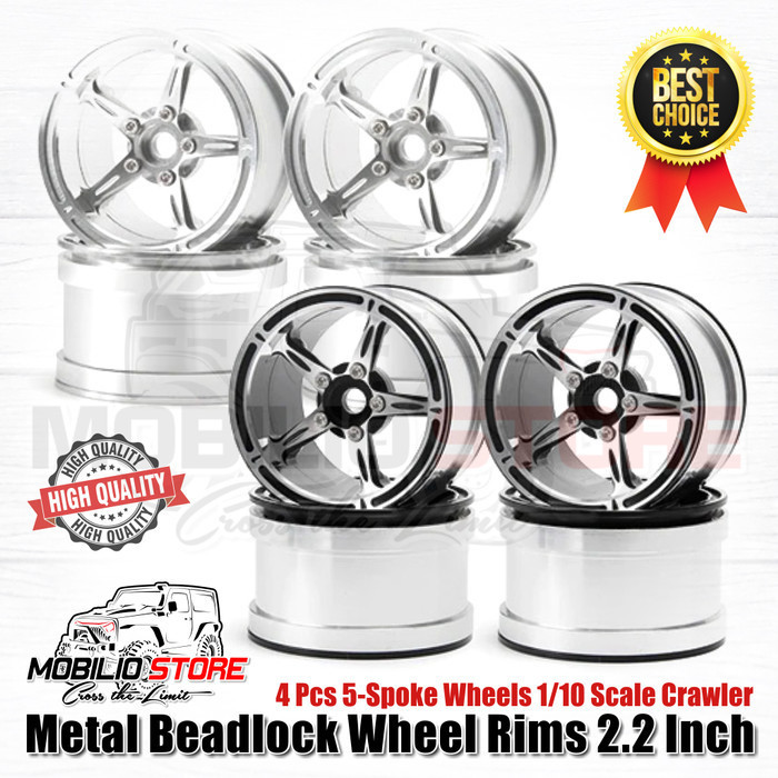 Tersedia Velg Metal Beadlock Wheel Rims 2.2 Inch 5-Spoke Rc 1/10 Scale Crawler