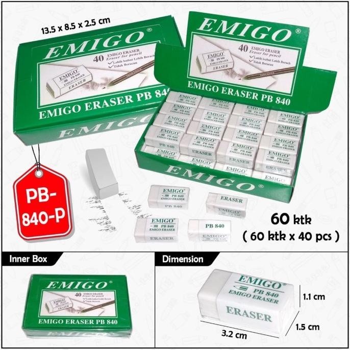 

penghapus pensil emigo kotak kecil isi 40 pc
