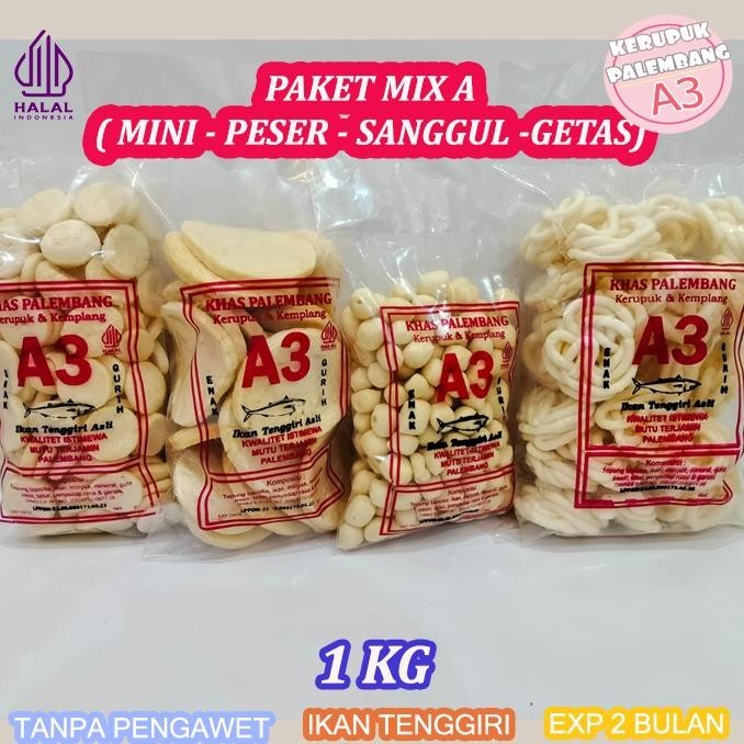 

Paket Mix A - Kerupuk Mini Peser Sanggul Getas Kemplang Ikan Tenggiri 1 Kg