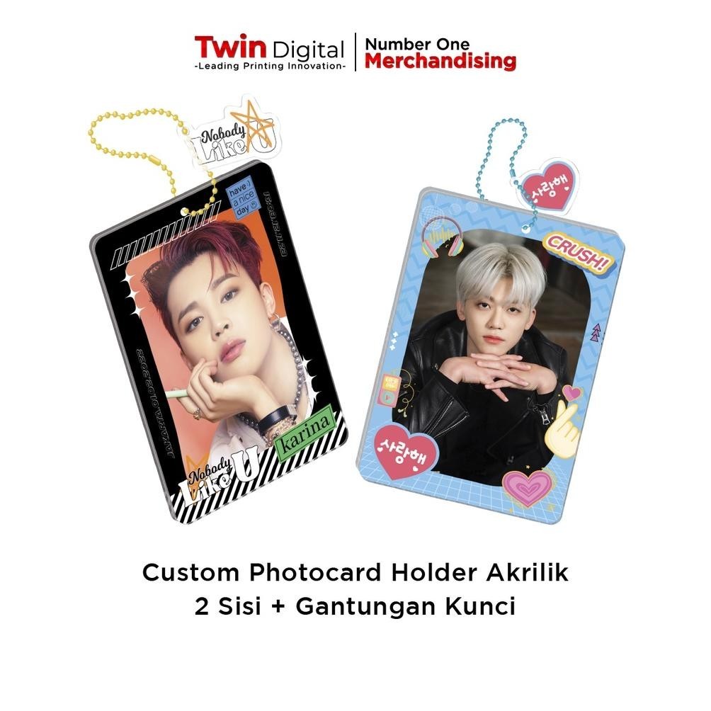 Twindigital Custom Design Photocard Holder Akrilik 2 Sisi Free Gantungan Kunci Poca Frame Deco - Cas