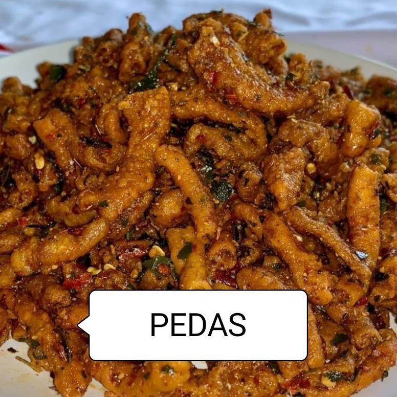 

Usus Krispi / Kripik Usus 500 Gram / 500Gram Usus Crispy Bumbu Pedas Daun Jeruk Mantap