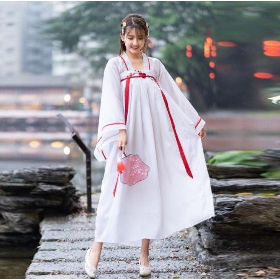 CC-129 hanfu unisex wanita baju tradisional cina han kimono kostum
