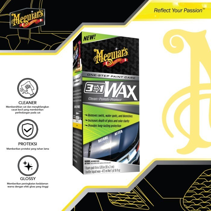 Ready Meguiars 3 in 1 Wax 473 ml Wax Mobil Pengilap Mobil Wax Serba Guna