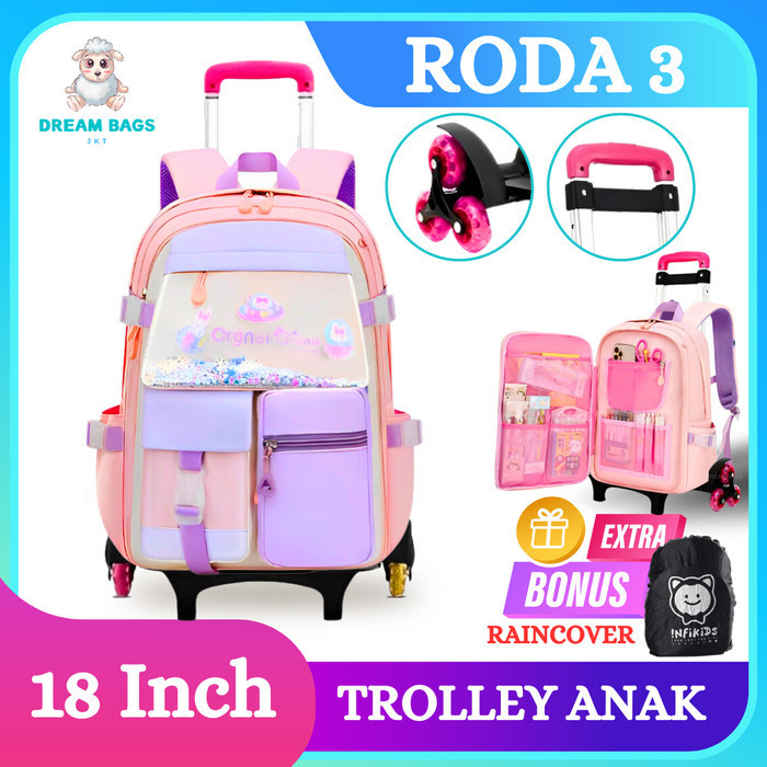 Tas Troli Anak Perempuan Roda 3 Dream Bags - Tas Koper Anak