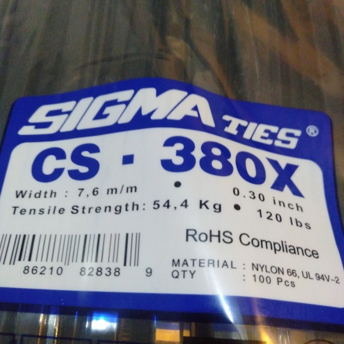 

Kabel Ties Sigma Cs 380 X Hitam Isi 100Pcs