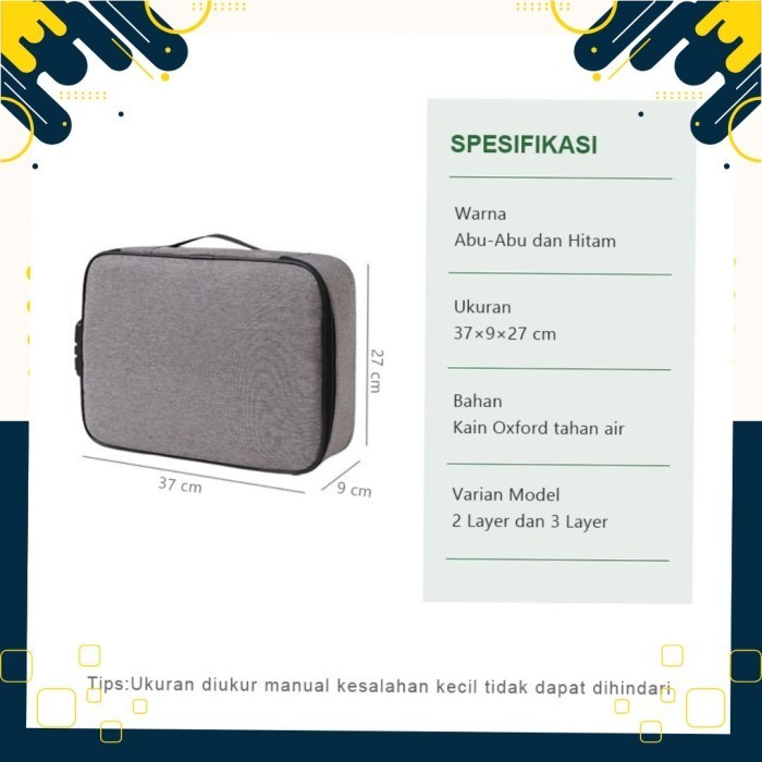 

Tas Dokumen Anti Air Penyimpanan File Document Organizer Hitam 3 Lapis