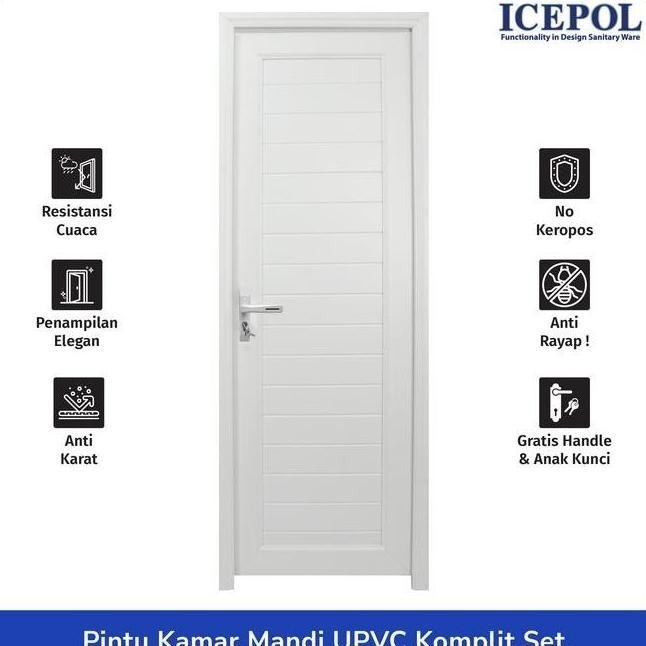PINTU KAMAR MANDI UPVC ICEPOL 80X200 FULL PANEL PUTIH