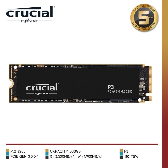 CRUCIAL P3 PCIE GEN3 X4 M.2 2280 SOLID STATE DRIVE ORIGINAL BEST QUALITY