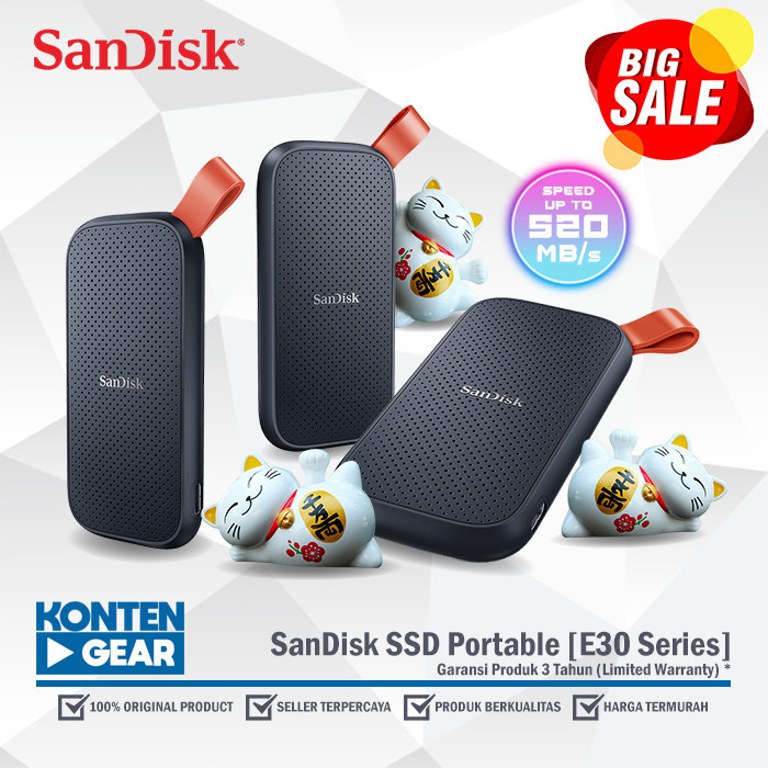 SANDISK 2TB / 1TB / 480GB EXTERNAL SSD PORTABLE E30 ORIGINAL ORIGINAL BEST QUALITY