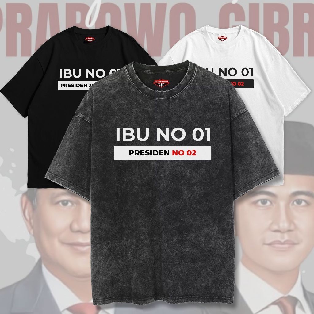 KAOS Prabowo gibran oversize slimfit wash tshirt KAOS PRESIDEN 02