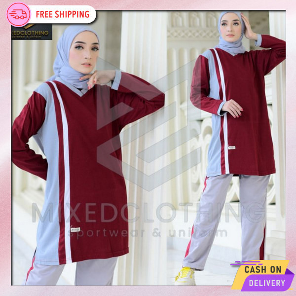 Wanset Pakaian Setelan Aerobik Oneset Bj Olga Bju Senam Set Sport Bsju Celana Training Murah Stelan 