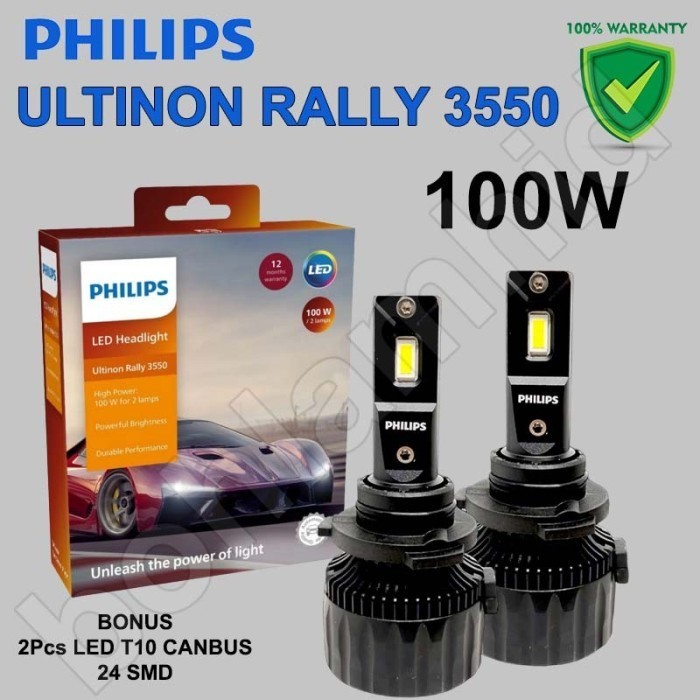 LED PHILIPS ULTINON RALLY 100 WATT LAMPU MOBIL H4 H11 H7 HB3 HB4 HIR2