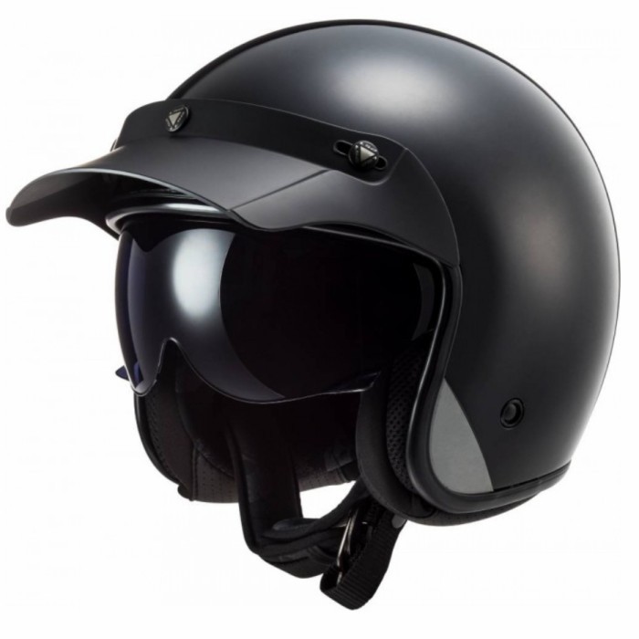 LS2 OF601 BOB SOLID BLACK GLOSS HELM RETRO VINTAGE ORIGINAL LS2